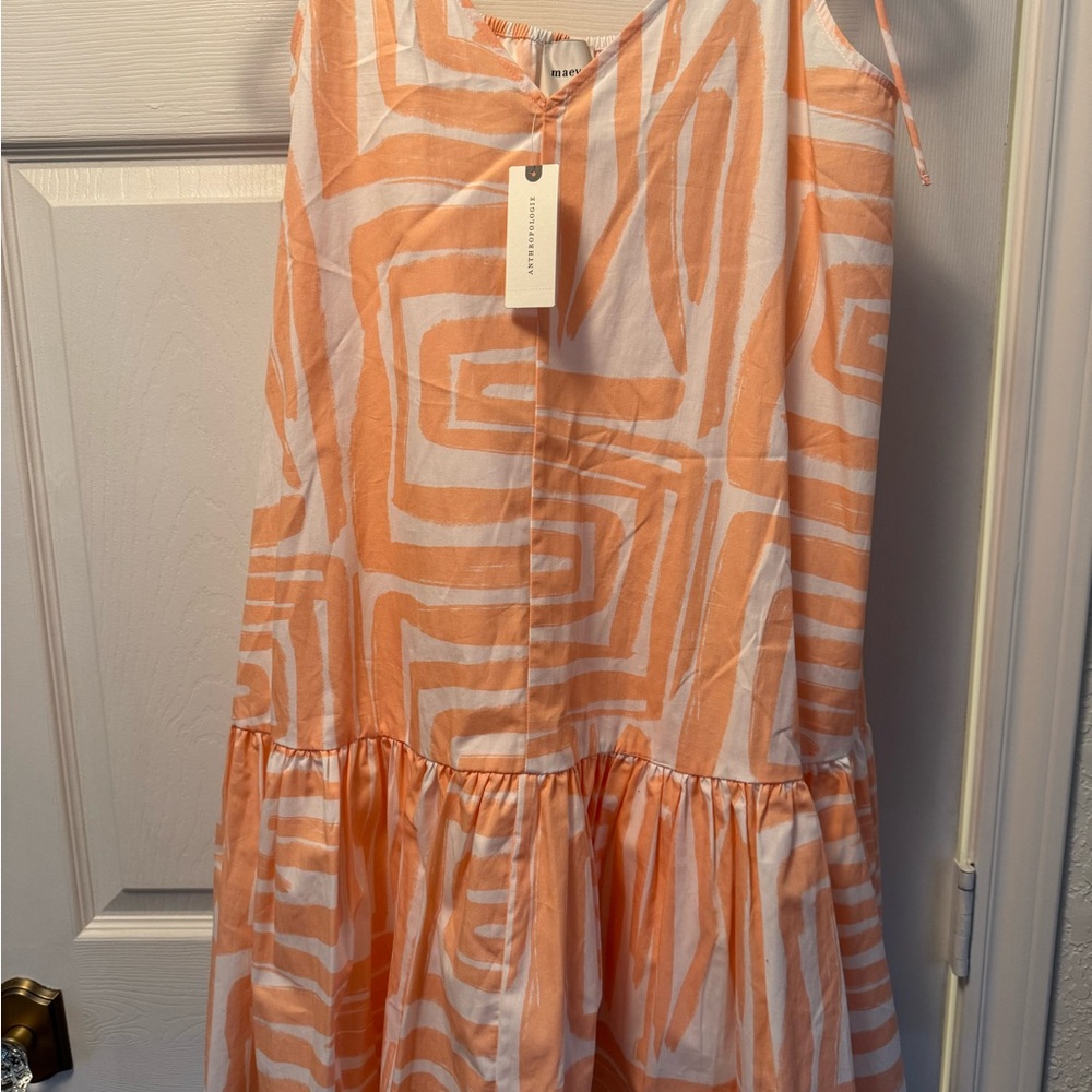 Anthropologie Peach and White Geometric Mini Dress - Picture 2 of 2